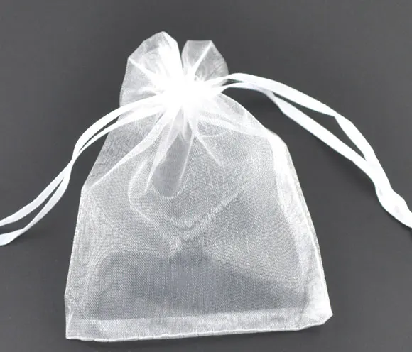 

Gift pouch &bag, organza, white, with draw, wedding, 16x13cm. Sold per packet of 3 new