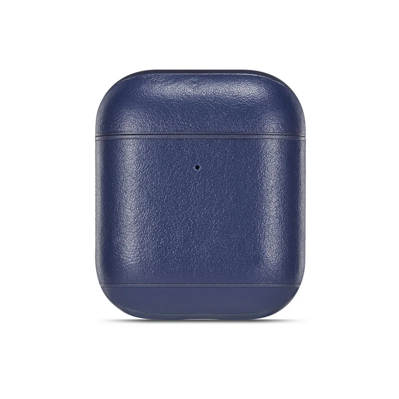 Синий Для Apple Airpods чехол из натуральной кожи Bluetooth беспроводной Чехол для наушников чехол для Airpods 1 2 Coque Air Pod зарядная коробка - Цвет: Синий