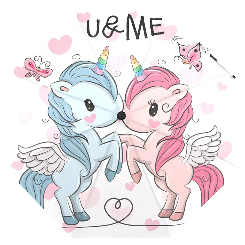 Unicorn Umbrella Прекрасный Зонт с единорогом и дождем для женщин, три складных автоматических зонта, детский ветрозащитный Быстросохнущий зонт - Цвет: Unicorn Umbrella