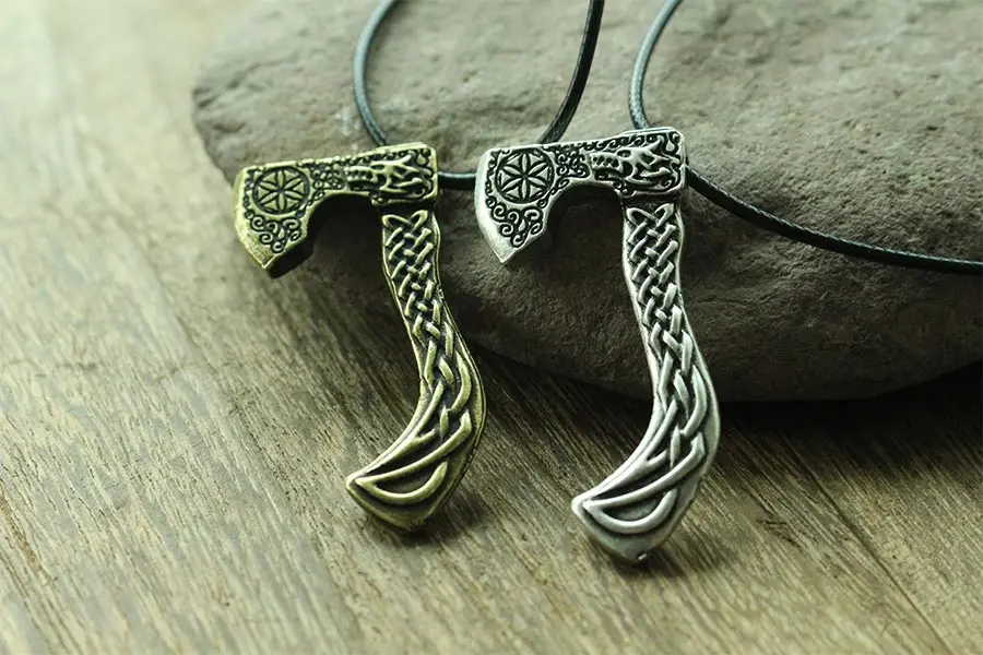 lanseis 1pcs viking wolf axe necklace men pendant Nordic pagan jewelry | Necklace