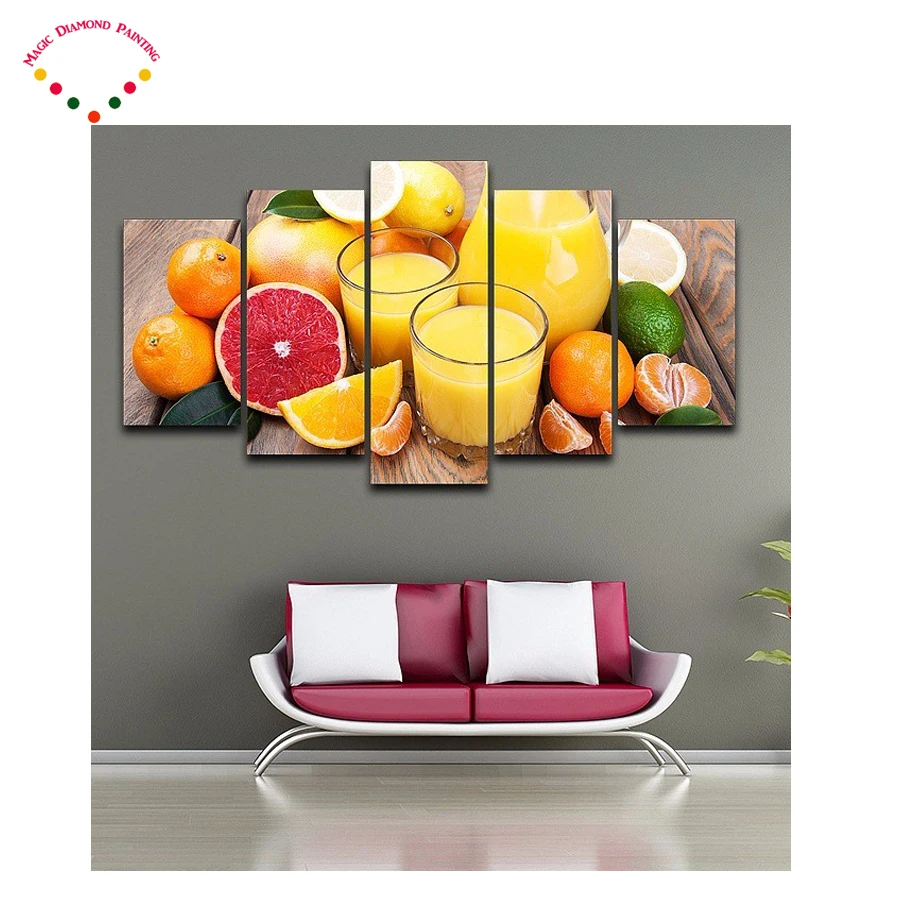 

5pcs/set full 5d diamond embroidery Fruit oranges 5d Diamond mosaic diamond painting cross stitch diamond sets home decorative