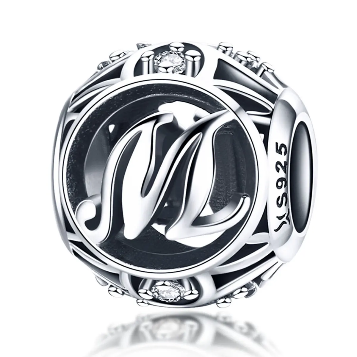 Fit Pandora браслет стерлингового серебра 925 полые 26 Английских Букв шармы; аксессуары DIY бусины для изготовления бижутерии - Цвет: M