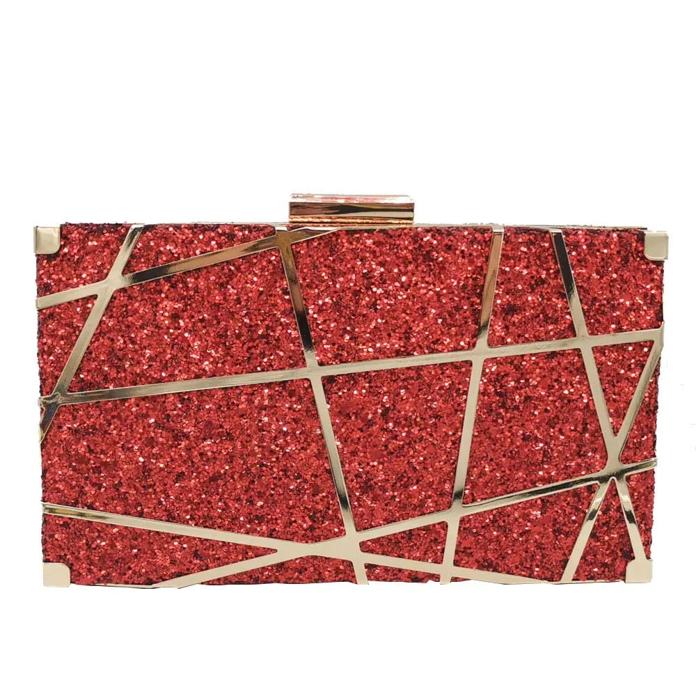 Boutique De FGG женские блестящие вечерние сумки, металлические клатчи на цепочке, сумка через плечо, женские вечерние клатчи