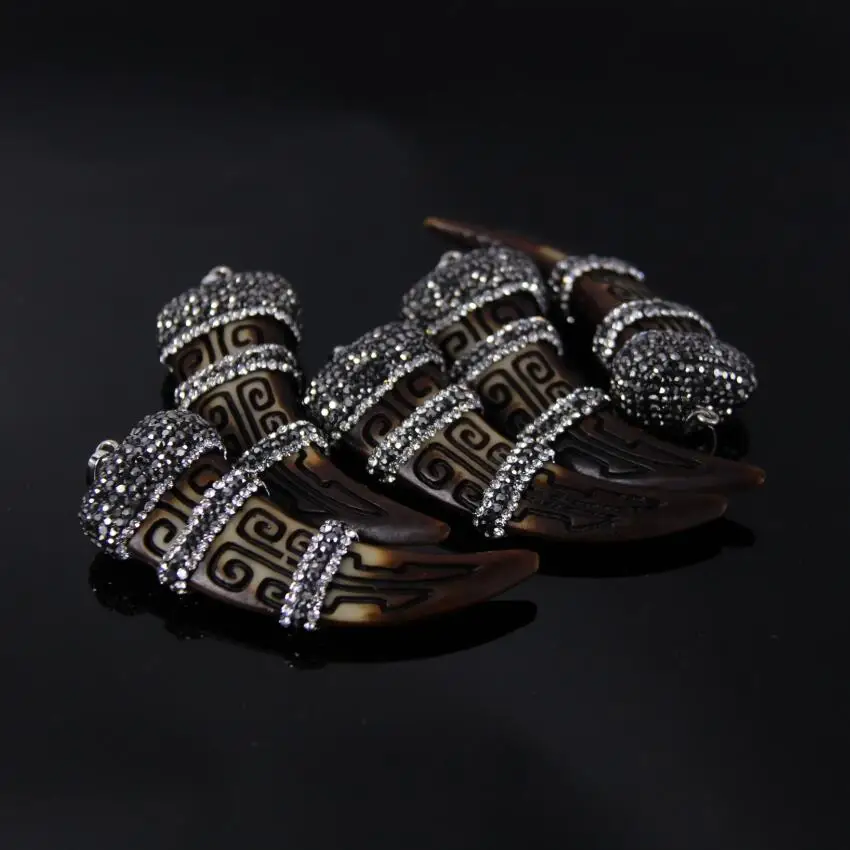 5 шт. коричневая подвеска в виде ломтиков кости Ox ожерелье с подвеской из горного