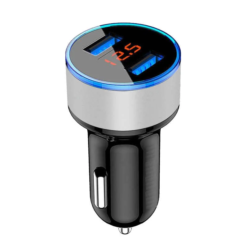 Silver Мини быстрое зарядное устройство 5V 3.1A Dual USB Автомобильное зарядное устройство с светодиодный дисплей Универсальное зарядное устройство для телефона для iPhone Xiaomi Redmi - Тип штекера: Silver