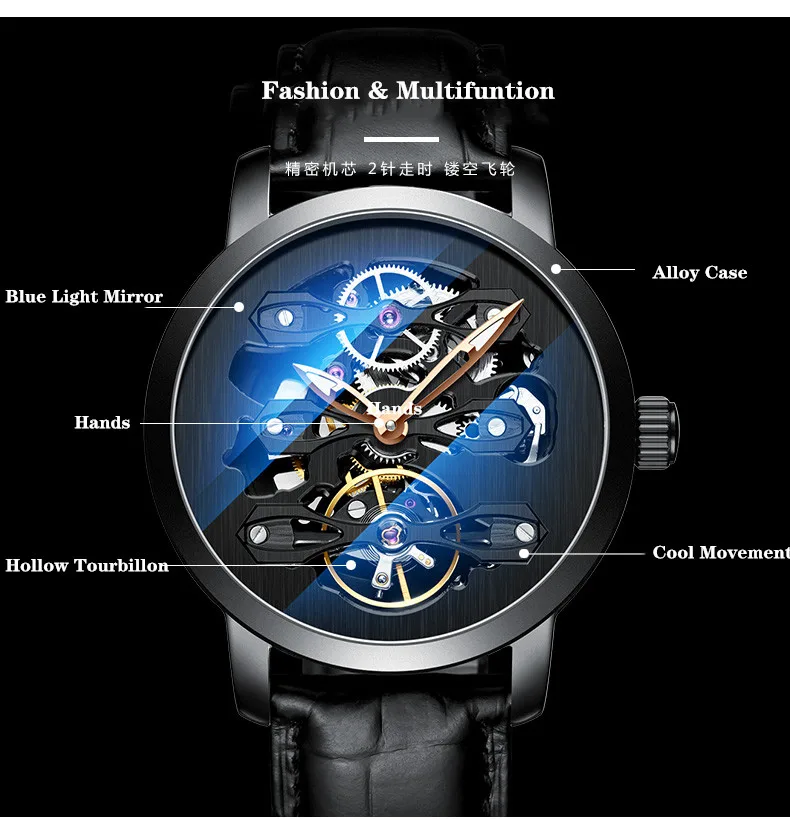 AILANG Tourbillon часы мужские часы Топ бренд класса люкс из нержавеющей стали спортивные часы водонепроницаемые автоматические механические часы для мужчин