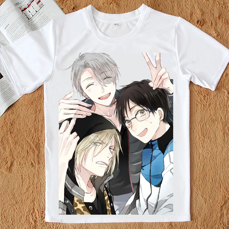 Coshome Yuri On Ice футболки Plisetsky Victor Nikiforov косплей аниме одежда Мужские взрослые
