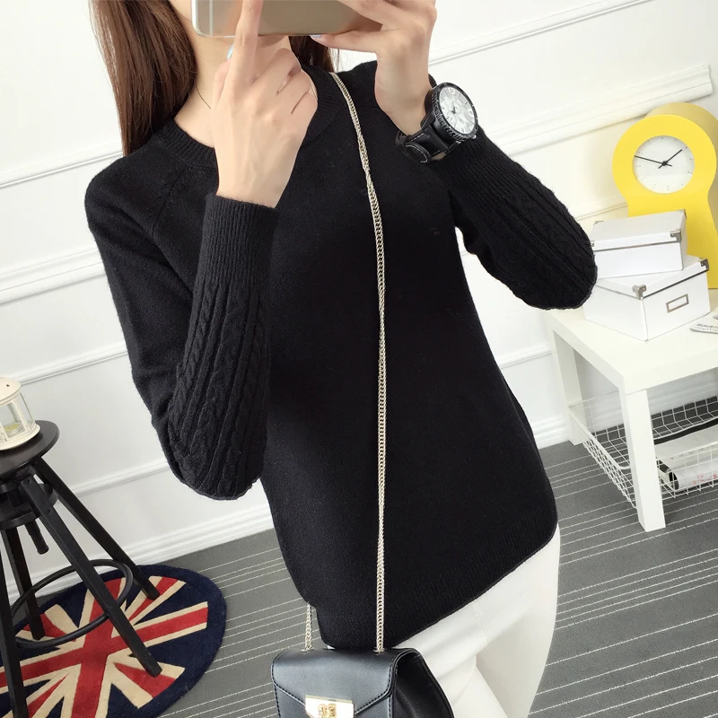 Новое зимнее платье корейский свитер с низким вырезом рубашка рукавом женский