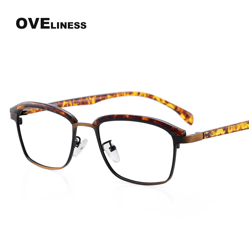 bronze tortoise TR90 оправы для очков, мужские Оптические полуоправы для женщин, очки для чтения, прозрачные линзы, близорукость, оправы для очков по рецепту - Цвет оправы: bronze tortoise