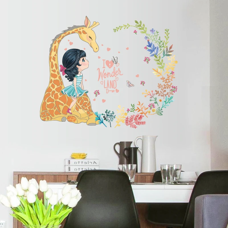 Giraffe Girl Nursery Living Room Bedroom Removable Self-adhesive Door Furniture Wall Stickers Decal Decor Art Poster Mural dc23 | Дом и сад