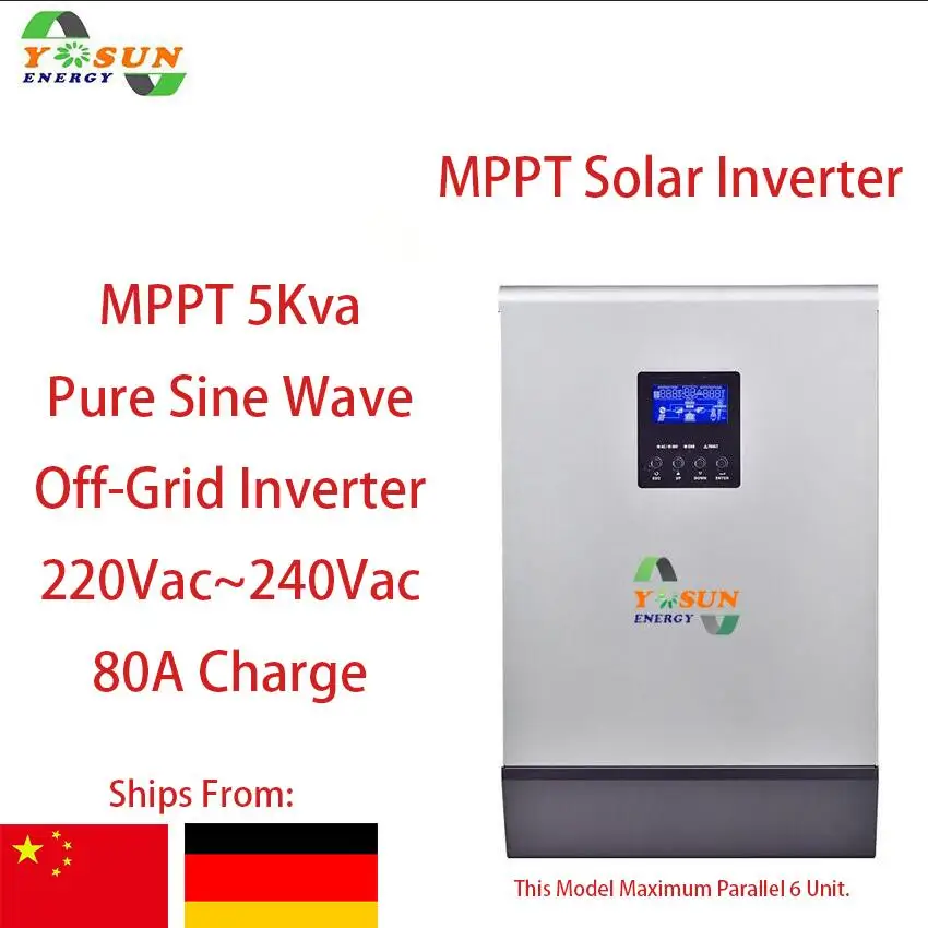 5Kva MPPT 4000W солнечный инвертор 230Vac решетки чистая синусоида инвертор Встроенный MPPT 80A AC заряд 48Vdc параллельная карта