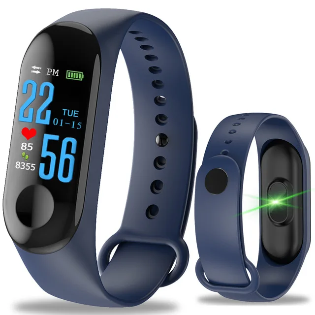 Blue DHL 50 шт. фитнес-браслет кровяное давление Spo2 монитор сердечного ритма трекер активности для мужчин Wome часы PK mi band 3 - Цвет: Blue