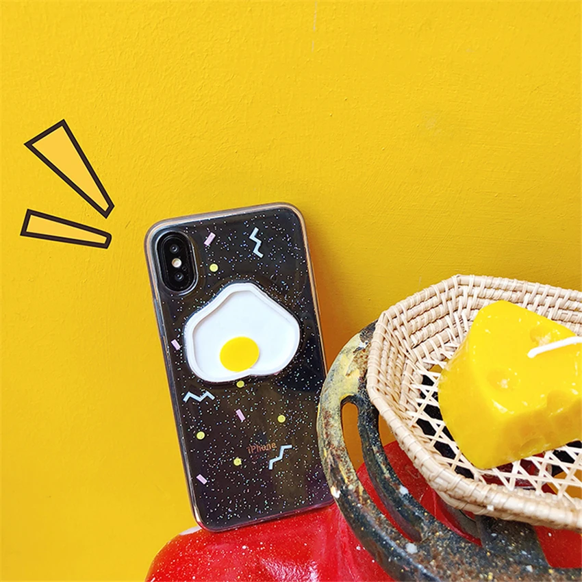 Cartoo яйцо-пашот телефон случаях для iPhone 6 6S Plus прозрачный жидкость зыбучие пески