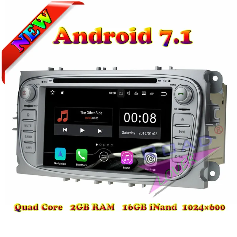 Автомобильный медиацентр DVD-проигрыватель wanобычно 2G + 16GB Android 7 1 для Ford Focus 2009-2010