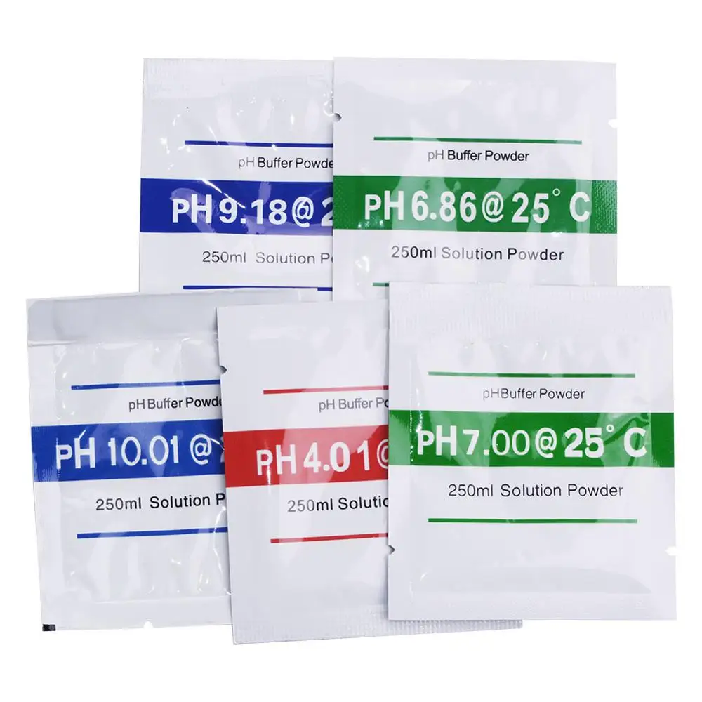 5pcs for one set 1 компл./лот PH буферный порошок измерения калибровочный раствор ph4.00/6,86/7,00/9,18/10,01 точка калибровки для PH Тесты метр - Цвет: 5pcs for one set
