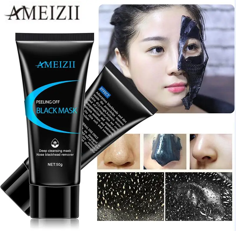 black mask AMEIZII черная маска для лица, очиститель пилинг, маска для всасывания черных точек, лечение акне, глубокое очищение, уход за кожей лица, маски - Цвет: black mask