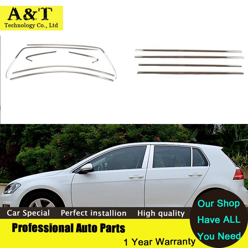 

Полная оконная отделка, декоративные полосы для Volkswagen Golf 7 2013 2014 2015, Высококачественная хромированная отделка из нержавеющей стали для стай...