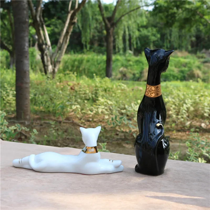 Абстрактная фарфоровая статуэтка богини бастет Кот старинная керамическая