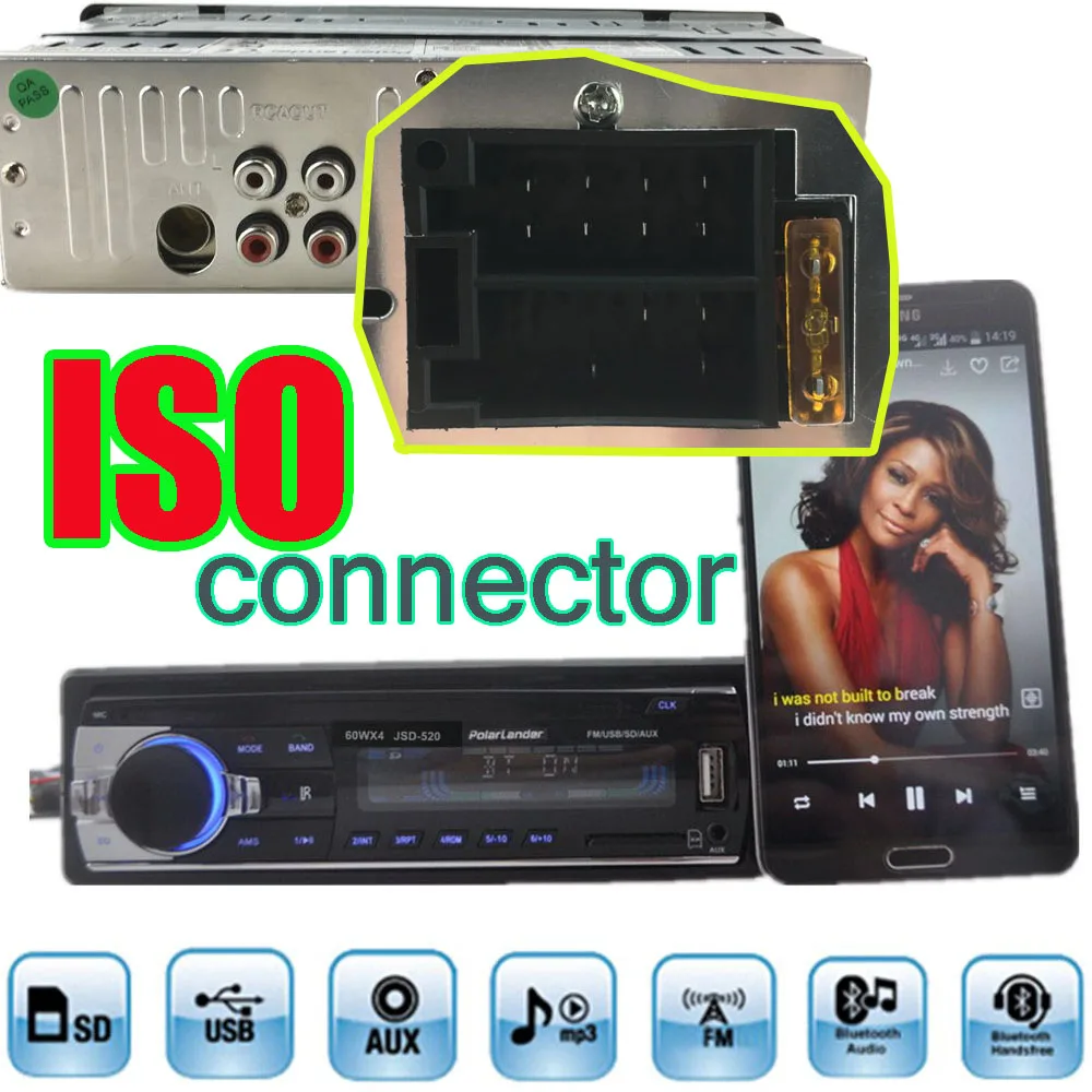 MP3/WMA/WAV плеер зарубежный склад горячая распродажа 1 DIN 12V стерео радио несколько эквалайзеров FM/SD/USB/AUX Bluetooth