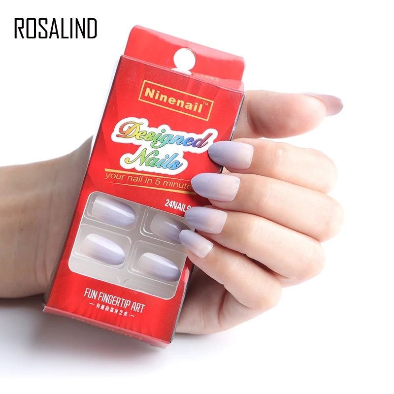 ROSALIND 1 комплект поддельные ногти нажмите на ноготь искусственные гелевые