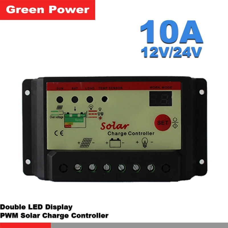 Контроллер заряда солнечной батареи 10A 12 В/24 В регулятор для использования в