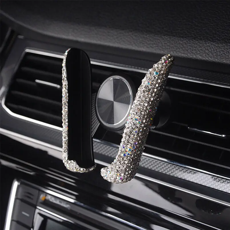 

1x Fashion Silver Bling Diamond Car Cell Phone Air Vent Navigation Mount Holder