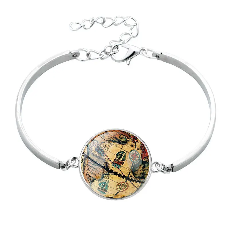 NingXiang женские модные украшения креативная карта земного шара стеклянный браслет