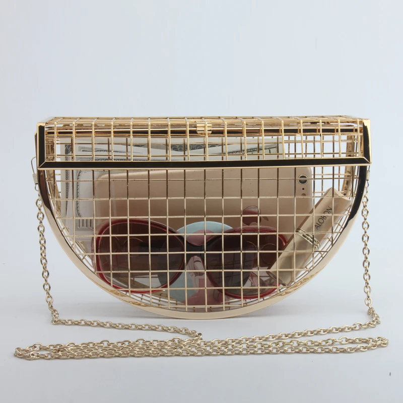 

New design metal hollow oval fashion women's casual clutch bag ladies chain purse shoulder bag handbag crossbody messenger bag