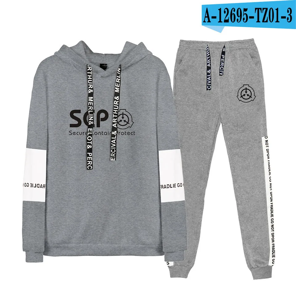 Черный Frdun Scp Foundation осень/зима Billie Eilish горячая Распродажа толстовки с капюшоном/спортивные штаны Мужской комплект из двух предметов костюм с капюшоном - Цвет: Черный