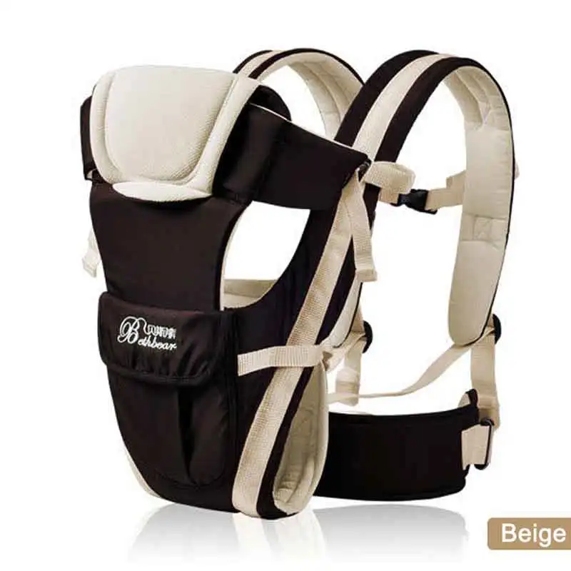 Beige Beth-bear, от 0 до 30 месяцев, воздухопроницаемая, передняя сторона, детская переноска, 4 в 1, для младенцев, Удобный слинг, рюкзак, сумка-кенгуру, новинка - Цвет: Beige