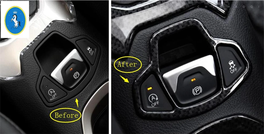 

Yimaautotrims Auto Accessory Electric Hand Parking Stop Brake Button Frame Cover Trim ABS Fit For Jeep Renegade 2015 - 2018