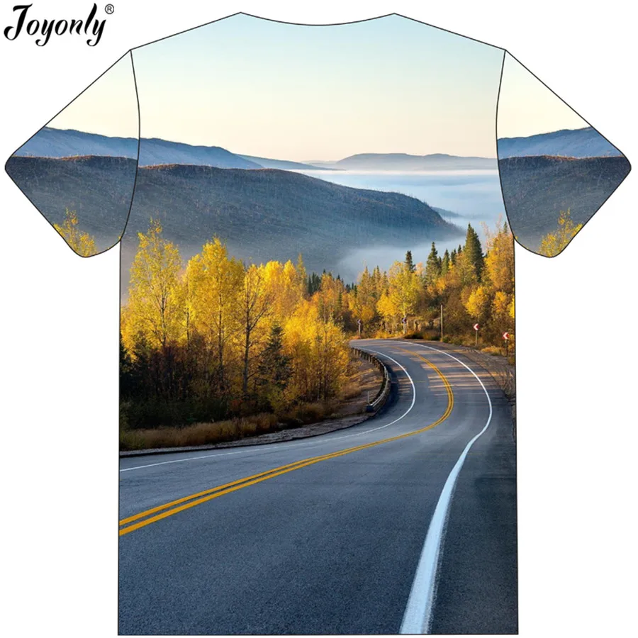

Joyonly 2019 Summer Boys Girls Brand Clothing O-Neck Short Sleeve 3D T Shirt Road Tree Space Printed T-Shirt Funny Tees Tops