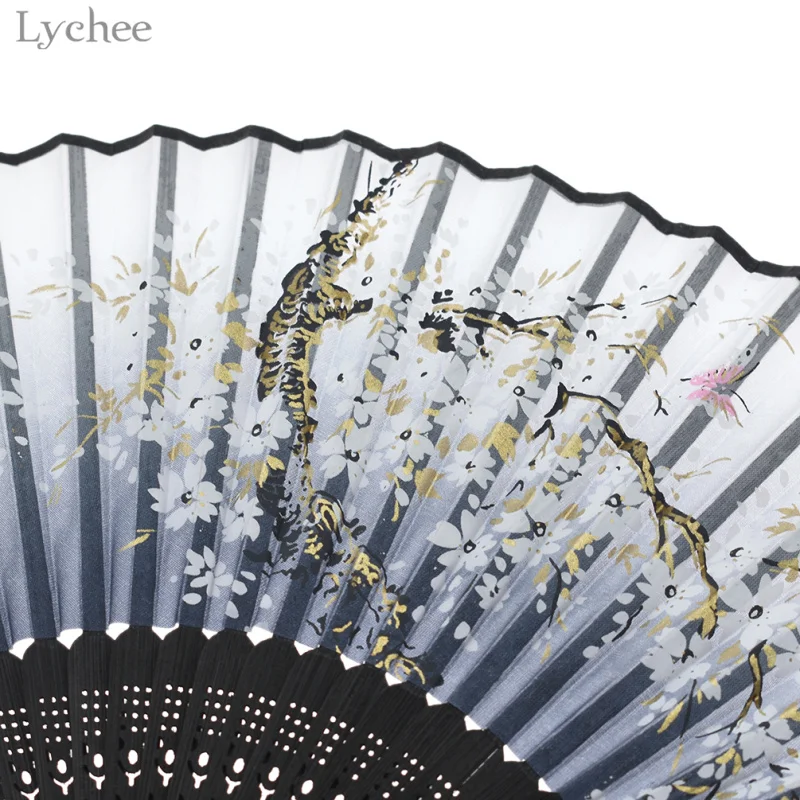 Lychee Life 1 шт. винтажный цветочный принт Карманный складной ручной вентилятор ткань