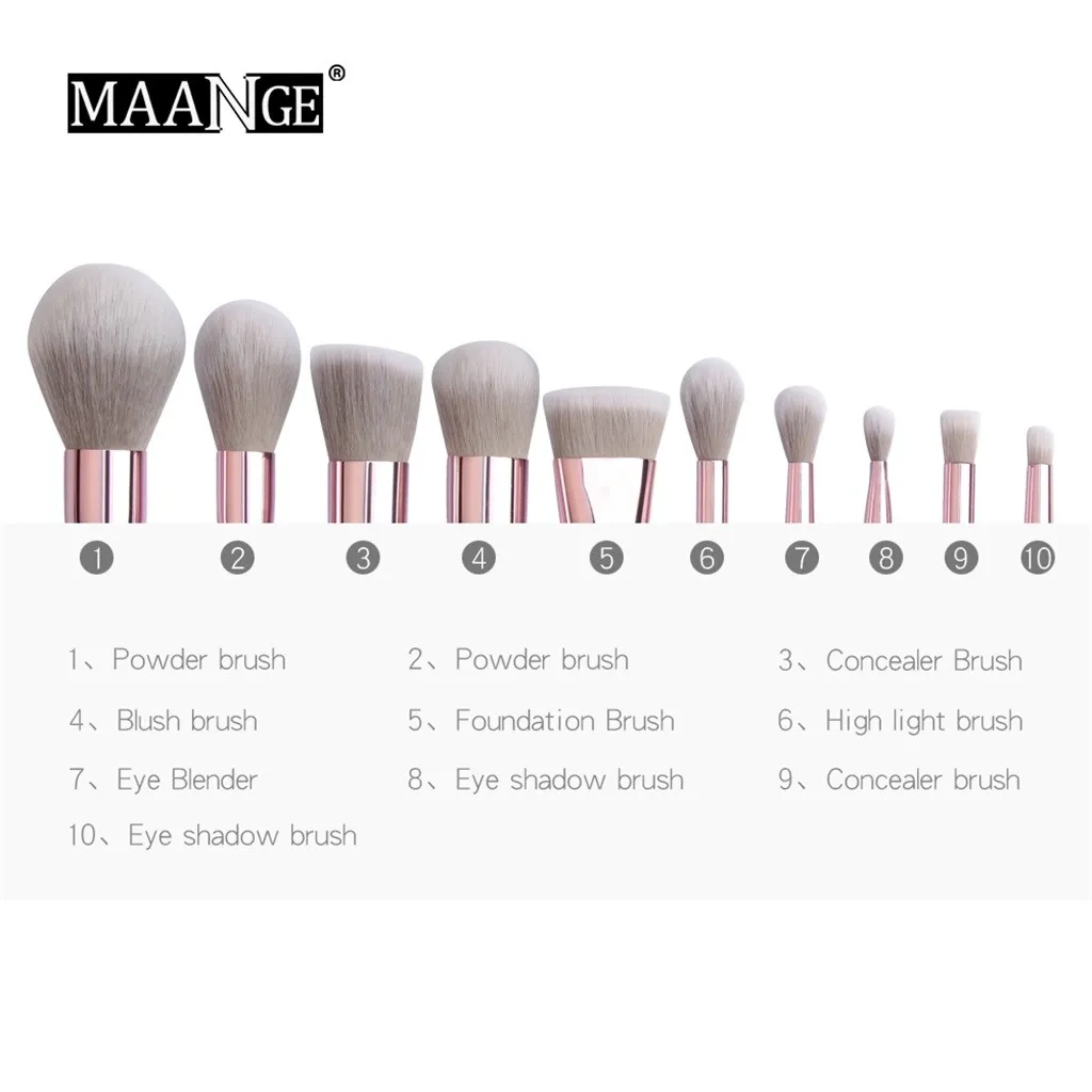 10 шт. розовые кисти для румян и теней век бруше набор косметичек Pincel Maquiagem brochas de