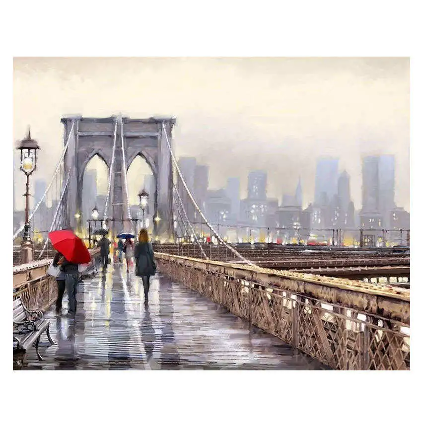 bridge painting WEEN Girl с котом Абстрактная живопись Diy Цифровая красота картина маслом по номерам современная фигура настенная художественная картина для домашнего искусства - Цвет: bridge painting