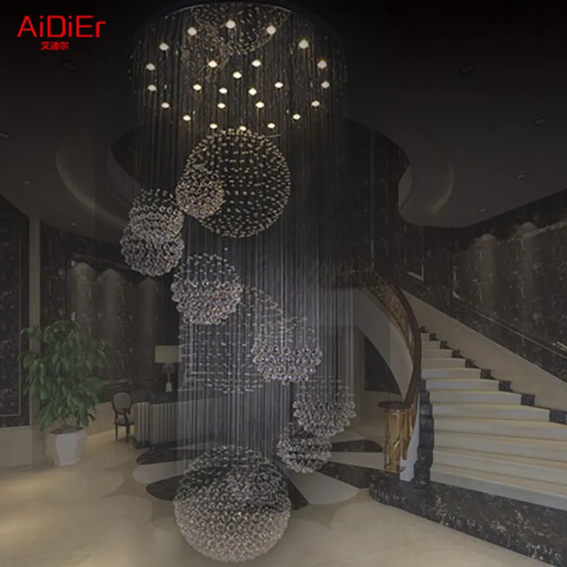 Новый современный отель лобби-большой кристалл лампы/лестница Потолочные
