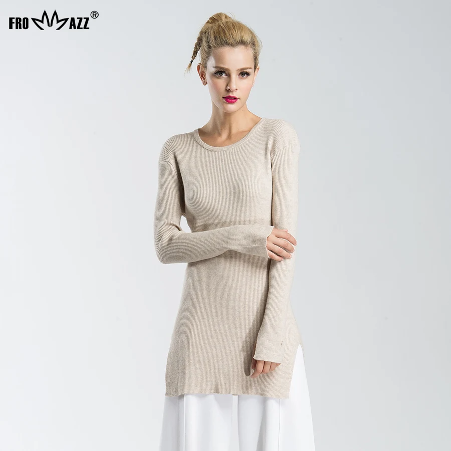FROMMAZZ 2018 New Autumn Winter Women Fashion Elasticity Sweater Slim Knitted Pullover Round Neck Long FS16081 | Женская одежда