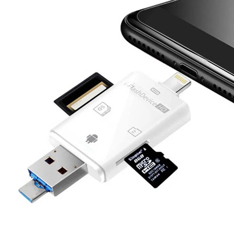 Практичный портативный считыватель карт IPad4/5 TF/SD карты многофункциональный практичный, высококачественный кард-ридер для iPhone 8-PIN портам