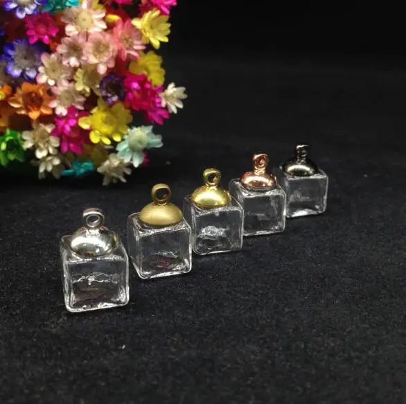 

500pcs 12mm wholesale cubes glass globe 8mm cap DIY Glass bubble vial pendant necklace glass vase bottle dome cover accessory