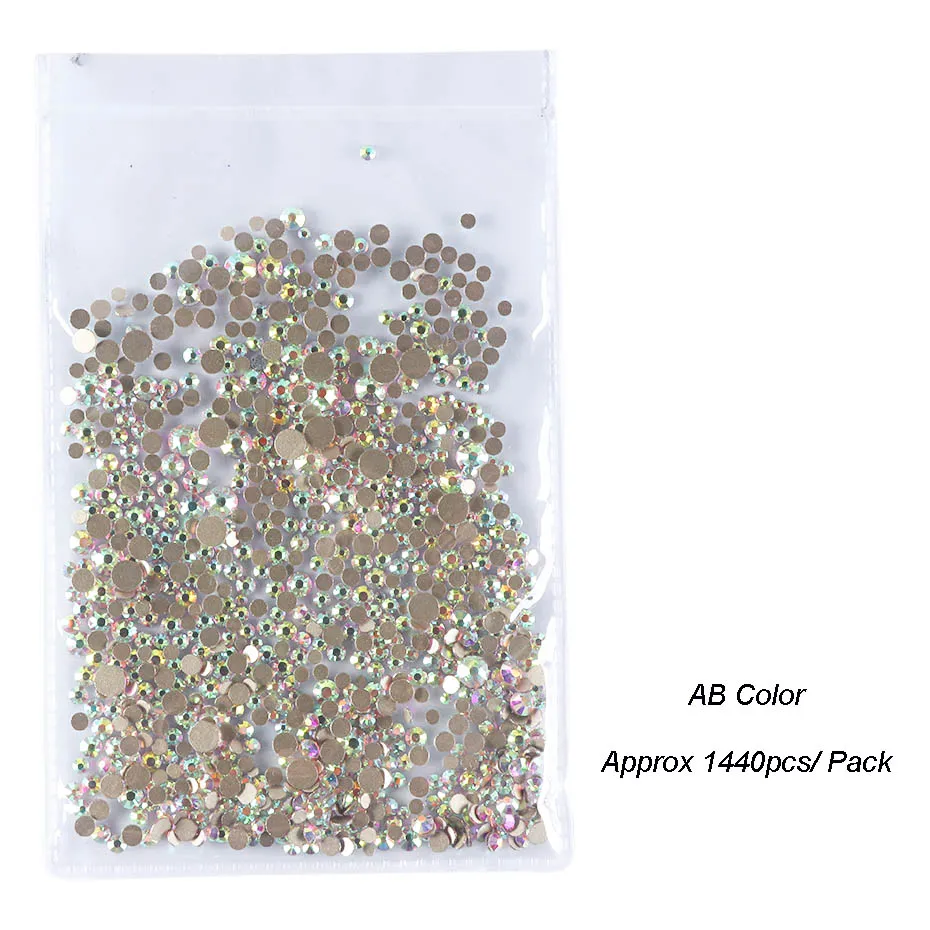 AB Color 1440 шт Стразы для ногтей AB Цвет SS4-SS20 не горячей фиксации Стразы для ногтей для маникюра украшения ногтей аксессуары SA1015 - Цвет: AB Color
