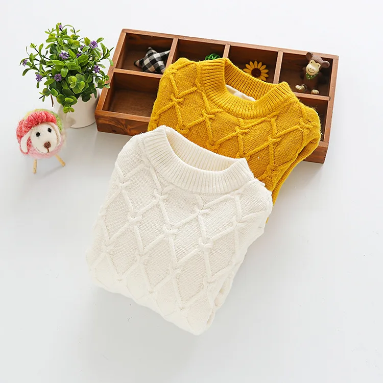 Детский свитер для маленьких мальчиков и девочек, хлопковый однотонный бархатный пуловер, свитера, одежда, повседневные плотные теплые свитера