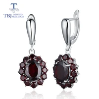 tbjnatural gemstone black garnet earrings 925 sterling silver fine jewelry for woman birthday party daily wear nice gift