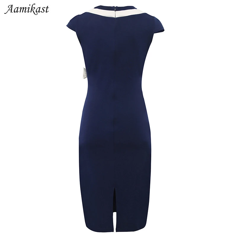 Женское облегающее платье-карандаш до колена с коротким рукавом | Женская одежда