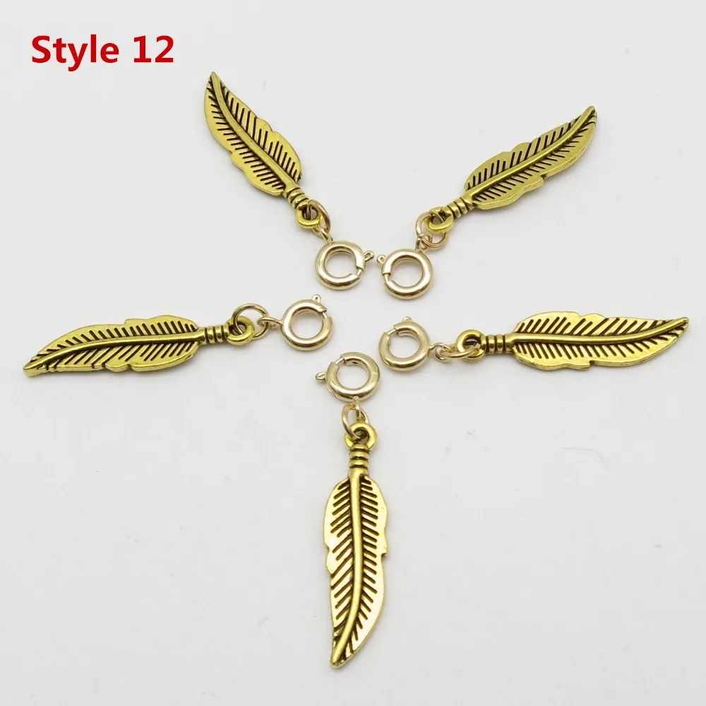 5pcs Style 12 5 шт./упак. shell Дерево DIY талисманы, подвязанные лентой, с объемной волной, дредлоки, для увеличения объема, бусины зажимы манжеты кольца Золотой застежками ювелирных изделий, дредлоки, для увеличения объема, аксессуары - Цвет: 5pcs Style 12