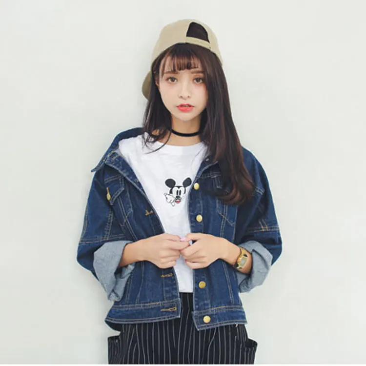 Женские джинсовые куртки Короткие топы весна-осень 2020 с длинным рукавом в стиле