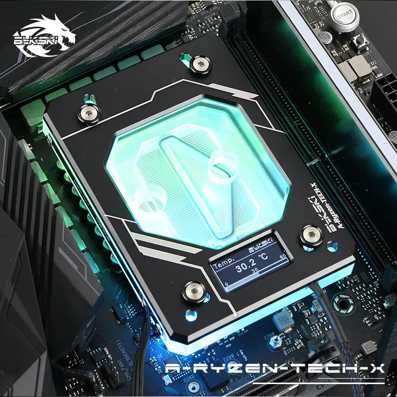 Bykski водный блок процессора для AM3/AM4 + X399 температурный цифровой дисплей OLED CPU