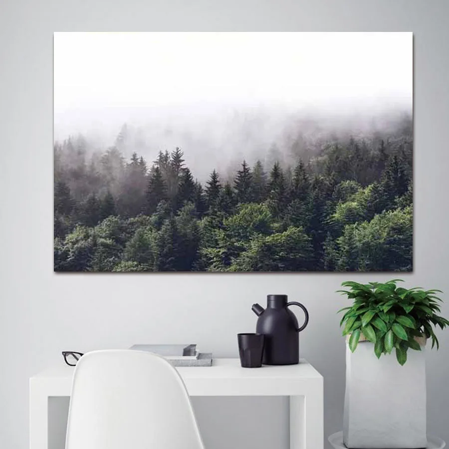 Скандинавский Декор Туманный лес настенный художественный постер картина