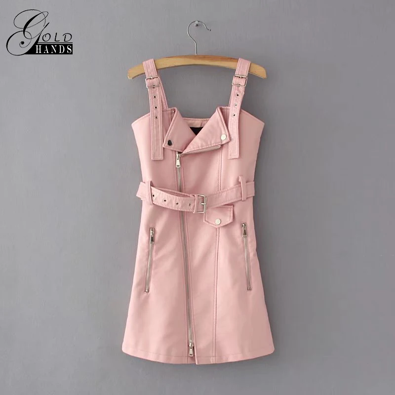 Женское платье из искусственной кожи с v образным вырезом Сексуальное мини