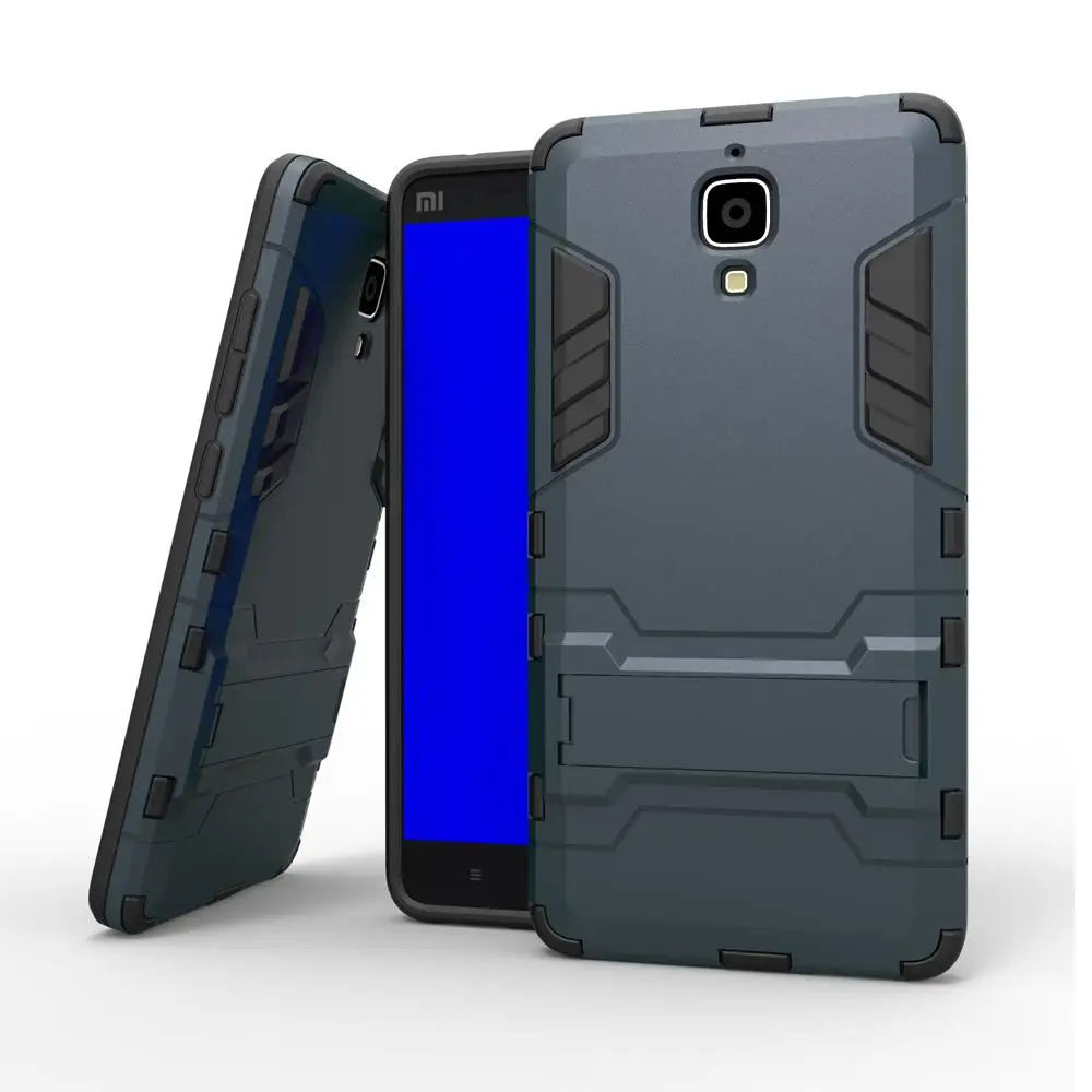 Black WolfRule противоударный чехол Xiaomi Mi 4 крышка мягкая резина+ светильник пластиковый держатель для телефона чехол Xiaomi Mi 4 Чехол для Xiaomi Mi 4 < - Цвет: Black