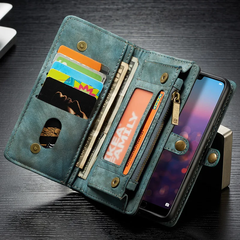 CaseMe из натуральной кожи кошелек чехол для телефона чехол для huawei Коврики 20 P30 P20 Pro/Коврики 20 P20 P30 многофункциональный чехол денежных карман для карт - Цвет: Зеленый
